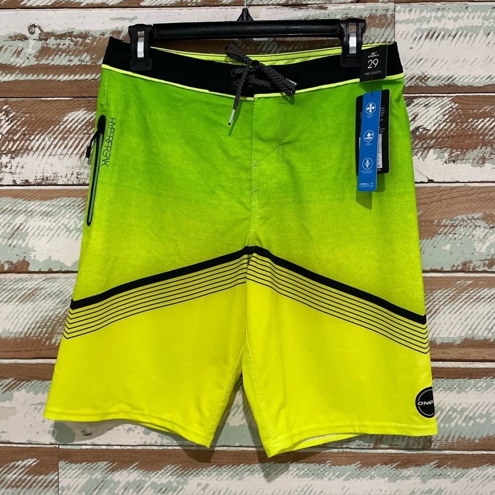 NWT New O'NEILL Hyperfreak Yellow/Green/Black Swim Mens Board Shorts